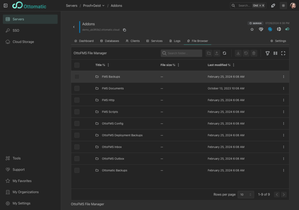Ottomatic Server Admin File Browser