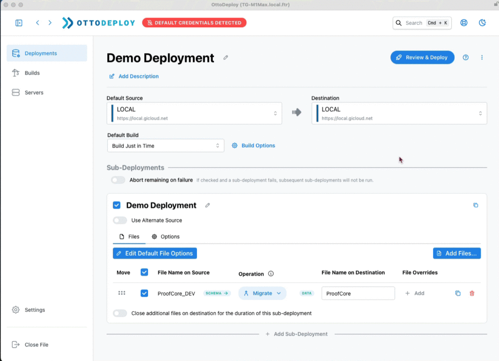 OttoDeploy - How to copy deployment JSON